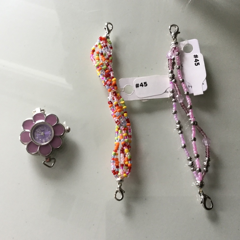 NWT Girls’ Purple Flower Swap Watch & 2 Bands